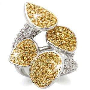 Canary Micro Pave Set Cz Diamond gold silver  statement Cocktail Floral Ring HSN